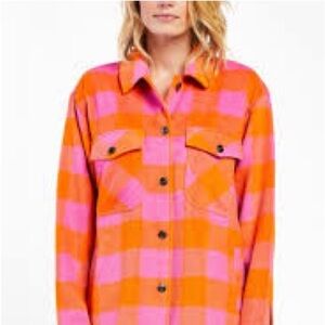 Velvet Heart Sheryl Orange Check Shacket size S